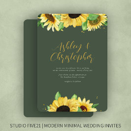 ひまエレガント素朴フラワーグリーン結婚式招待状 招待状