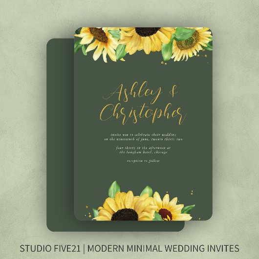 ひまエレガント素朴フラワーグリーン結婚式招待状 招待状