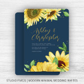 ひまエレガント素朴フラワーネイビー結婚式招待状 招待状