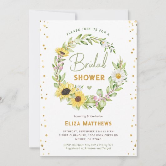 ひまエレガント素朴フラワーブライダルシャワー秋秋 招待状 (正面)