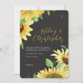 ひまエレガント素朴フラワーブラック結婚式招待状 招待状 (正面)