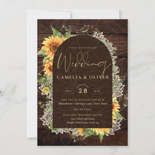 ひまエレガント素朴花とレース結婚式の招待 招待状 (正面)