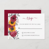 ひまエレガント素朴花フローラブルガン結婚ズ 出欠カード (正面/裏面)