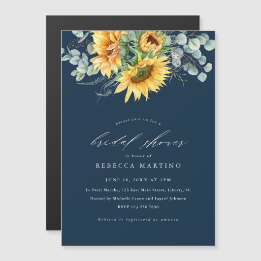 ひまエレガント素朴花ブライダルシャワー マグネット招待状 (正面/裏面)