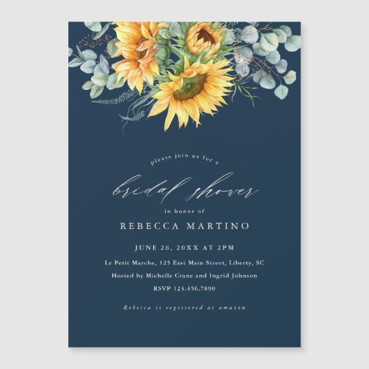 ひまエレガント素朴花ブライダルシャワー マグネット招待状 (正面)