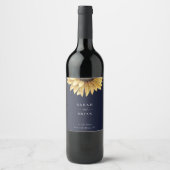 ひまエレガント結婚花のネイビーブルー ワインラベル (正面)