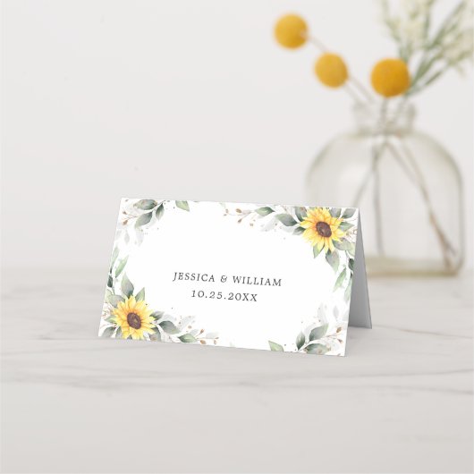 ひまエレガント花の緑のフローラ結婚のテーブル プレイスカード (裏面)