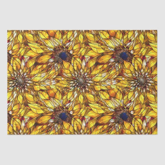 ひまエレガント花フェイクステンドグラス模様 薄葉紙 (正面)