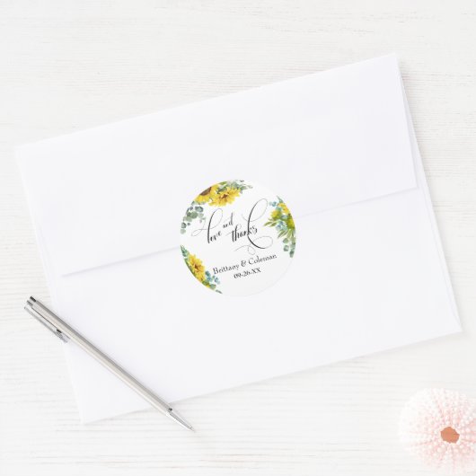 ひまエレガント花ユ感謝していーカリプタスと恋 ラウンドシール (封筒)