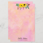 ひまカスタマイズ花フローラピンク水色 便箋 (正面/裏面)