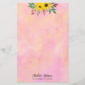 ひまカスタマイズ花フローラピンク水色 便箋 (正面)