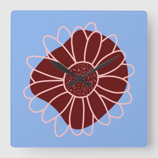 ひまコンテンポラリー素朴花 スクエア壁時計 (正面)