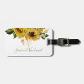 ひまパーソナライズされた素朴花金ゴールド緑フローラ ラゲッジタグ (正面横)