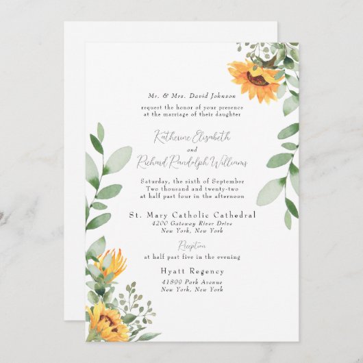 ひまフォーマルわ結婚の花嫁の両親の一覧 招待状 (正面/裏面)