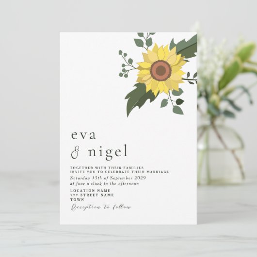 ひまミニマルモダン花結婚式招待状 招待状 (スタンド正面)