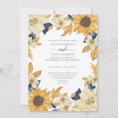 ひまモダンわりブルーイエローフローラ結婚ズ 招待状 (正面)