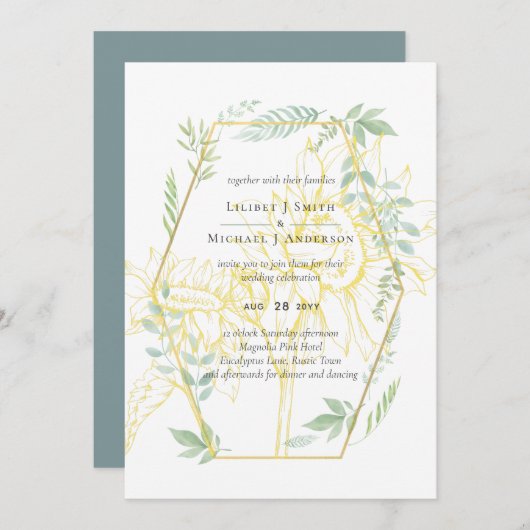 ひまモダン花グリーナリーセージ金ゴールド結婚ズ (正面/裏面)