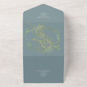 ひまモダン花グリーナリーセージ金ゴールド結婚ズ オールインワン招待状 (外側)