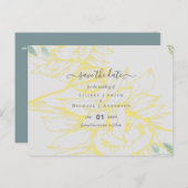 ひまモダン花グリーナリーセージ金ゴールド結婚ズ ポストカード (正面/裏面)