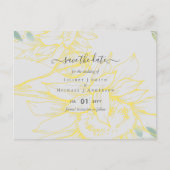 ひまモダン花グリーナリーセージ金ゴールド結婚ズ ポストカード (正面)