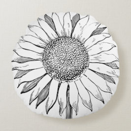 ひま図解入りの、写真付きの花 ラウンドクッション