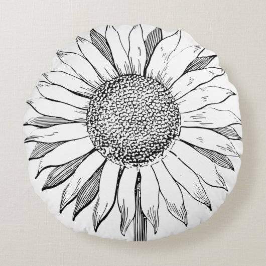 ひま図解入りの、写真付きの花 ラウンドクッション (正面)