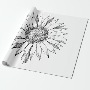 ひま図解入りの、写真付きの花 ラッピングペーパー