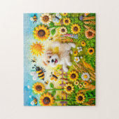 ひま感じ花園でミツバチを飼う犬 ジグソーパズル (縦)