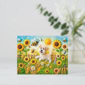 ひま感じ花園でミツバチを飼う犬 ポストカード (スタンド正面)