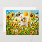 ひま感じ花園でミツバチを飼う犬 ポストカード (正面/裏面)