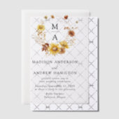 ひま素朴と野の花モノグラム結婚の ベラム紙招待状 (オフセット (招待状))