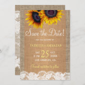 ひま素朴の花がラップとレースPHOTO結婚の セーブザデート (正面/裏面)