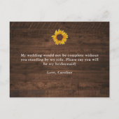 ひま素朴の花が私のメイド・オブ・オーナー（花嫁付き添い人） インビテーションポストカード (裏面)