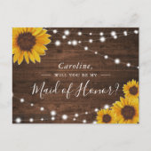 ひま素朴の花が私のメイド・オブ・オーナー（花嫁付き添い人） インビテーションポストカード (正面)