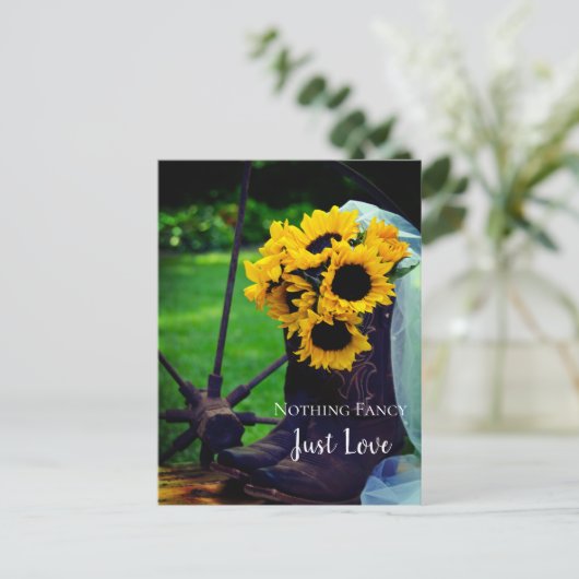 ひま素朴の花とカウボーイのブーツ日付を保存 案内ポストカード (スタンド正面)