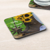 ひま素朴の花とカウボーイブーツ西結婚の コースター (左側)