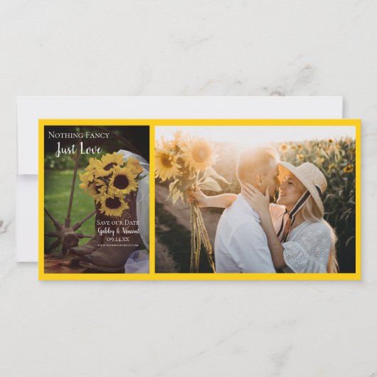 ひま素朴の花とブーツ結婚式の日付を保存 セーブザデート (正面)