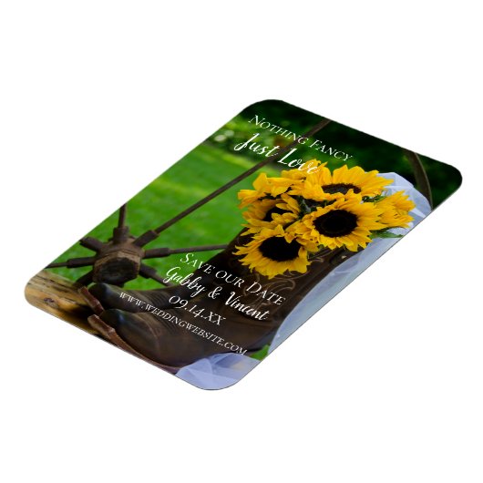 ひま素朴の花とブーツ結婚式の日付を保存 マグネット (左側)