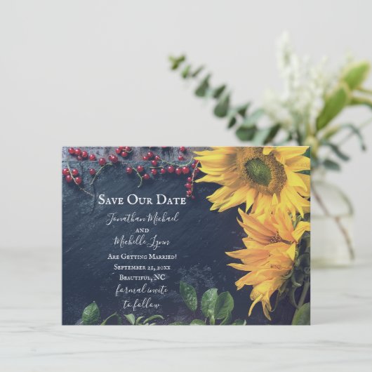 ひま素朴の花と救石板の日結婚付 招待状 (スタンド正面)