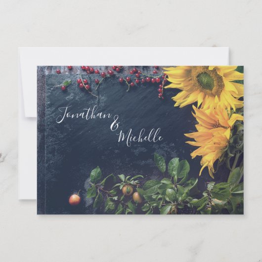 ひま素朴の花と救石板の日結婚付 招待状 (裏面)