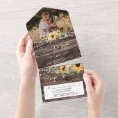 ひま素朴の花ストリングライトユーカリ結婚の オールインワン招待状 (貼ってはがせる)