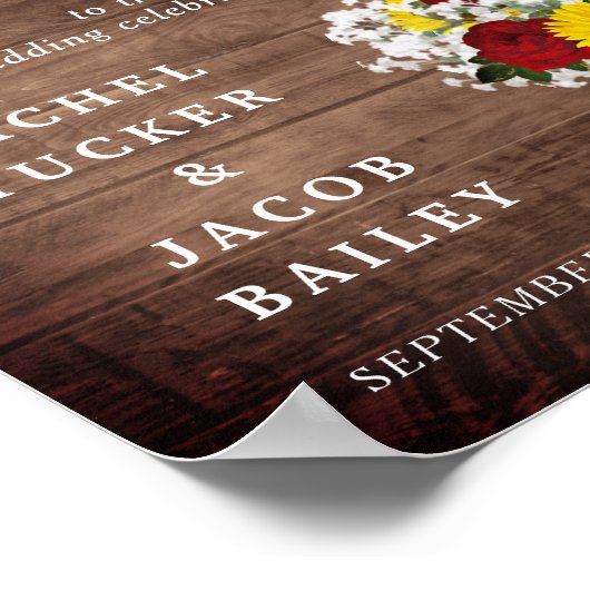 ひま素朴の花バラメイスンジャールウェルカム結婚ズ ポスター (角)