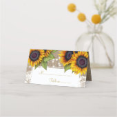 ひま素朴の花バーラップ結婚レースのテーブルプレイス プレイスカード (正面)