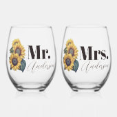 ひま素朴の花 ステムなしワイングラス (正面)