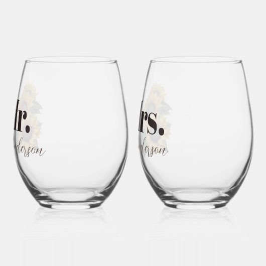 ひま素朴の花 ステムなしワイングラス (左)