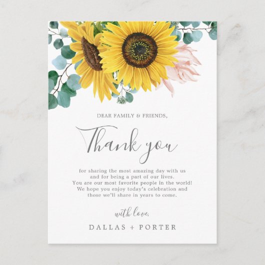 ひま素朴わりのお礼の結婚披露宴カード ポストカード (正面)