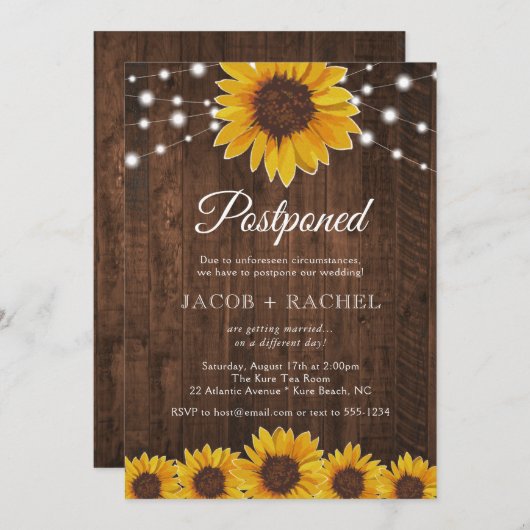 ひま素朴わりの光が延期結婚日 招待状 (正面/裏面)