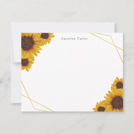 ひま素朴わりの金ゴールド幾何パーソナライズされた木 ノートカード (正面)