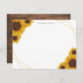 ひま素朴わりの金ゴールド幾何パーソナライズされた木 ノートカード (正面/裏面)