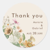 ひま素朴わりベージュ結婚のステッカー ラウンドシール (正面)